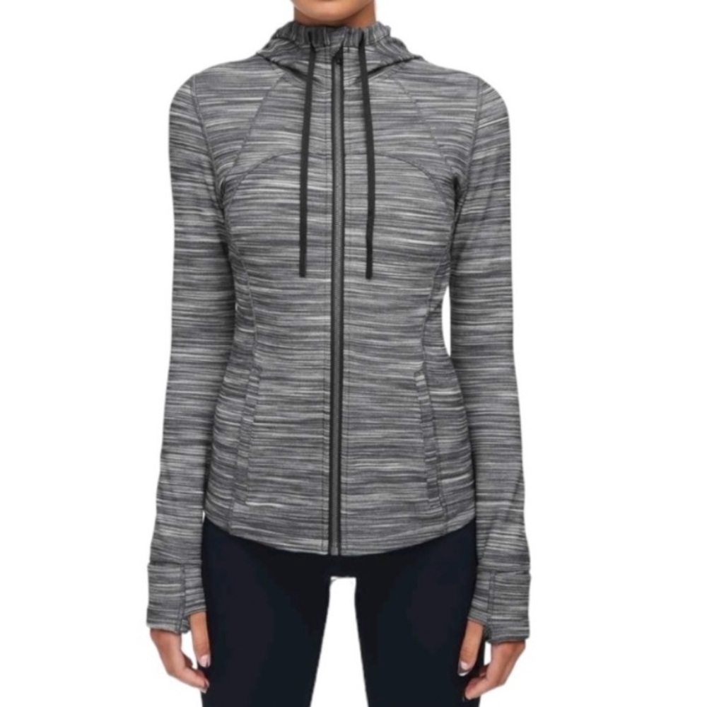 Lululemon Hooded Define Jacket Nulu Heathered Black / White / Black Size 6